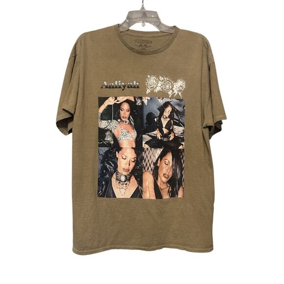 Aaliyah T-shirt Size XL Tan Vintage Graphic - Picture 1 of 4